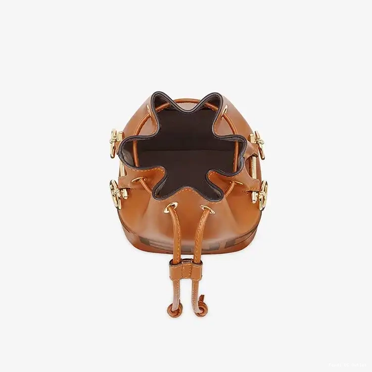 Affordable HOT Brown Tresor Bucket Fendi In ROMA Calf Leather Mini Mon Logo Bag 0705